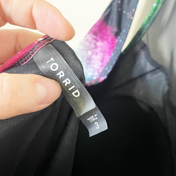 Torrid Rainbow Galaxy Mesh Sweetheart Neckline One Piece Swimsuit 3X - Picture 5 of 8